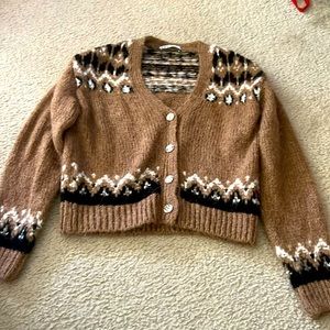 Zara brown cropped cardigan button down